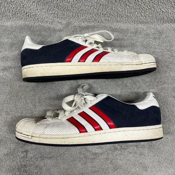 Adidas Superstar The American Flag Color Red White Blue G56825 Leather Mens 10.5 - Picture 2 of 8